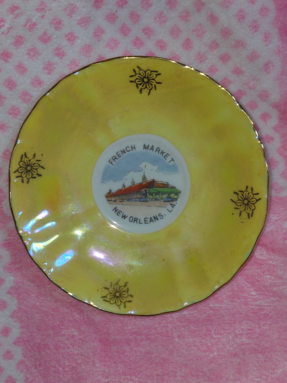 French Market New Orleans Yellow Souvenir Plate/butter Pat